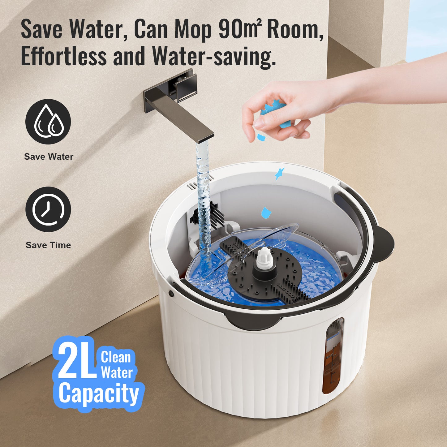 CW003-Pro Circular mop and bucket, especially suitable for dog and cat pet hair cleaning mop cleaning and dirty water separation mop system, detachable and reusable mop pad replacement 【free shiping】
