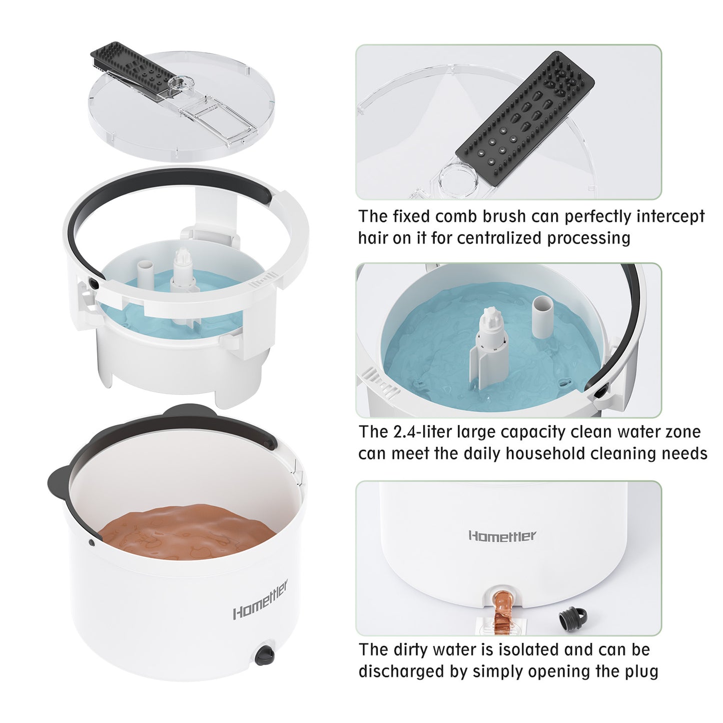 CW003 Circular mop and bucket, especially suitable for dog and cat pet hair cleaning mop cleaning and dirty water separation mop system, detachable and reusable mop pad replacement 【free shiping】