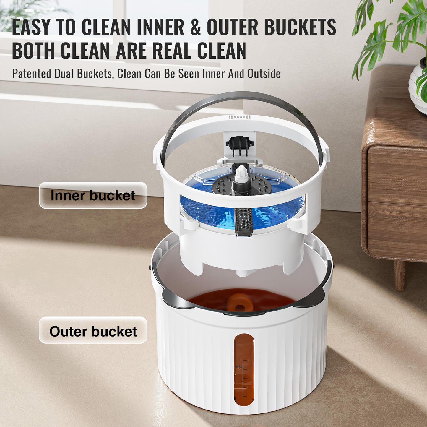 CW003-Pro Circular mop and bucket, especially suitable for dog and cat pet hair cleaning mop cleaning and dirty water separation mop system, detachable and reusable mop pad replacement 【free shiping】