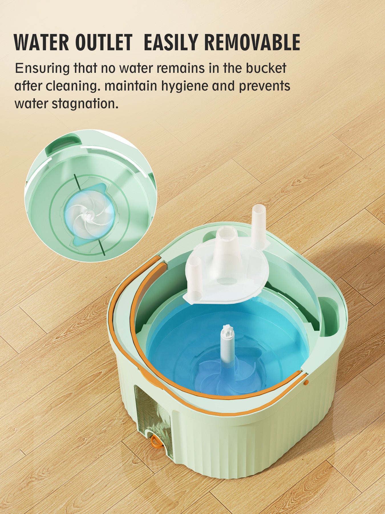CW002-Pro Square Mop and Bucket Especially for Dog&Cat Pet Hair Cleaning Mop Clean&Dirty Water Separation Mop System with Detachable Reusable Mop Pad Replacement 【Free shipping】