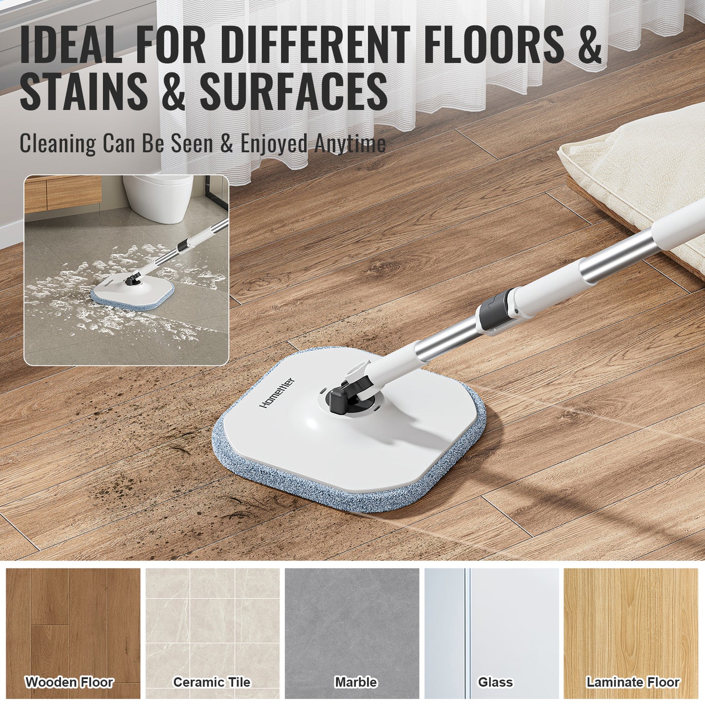 CW003-Pro Circular mop and bucket, especially suitable for dog and cat pet hair cleaning mop cleaning and dirty water separation mop system, detachable and reusable mop pad replacement 【free shiping】