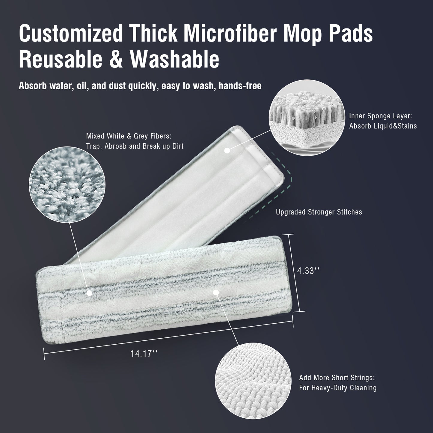 Spring Mop Flat Mop Separate Clean & Dirty Water, Wet and Dry Use,2 Microfiber Pads, 3L Water for Whole House Floor Cleaning Hands Free