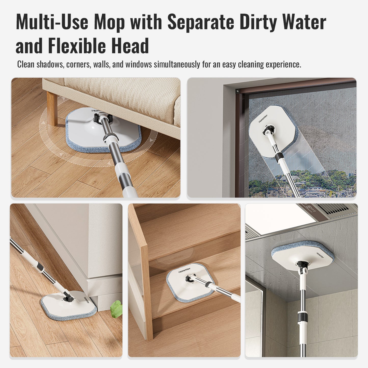 CW003-Pro Circular mop and bucket, especially suitable for dog and cat pet hair cleaning mop cleaning and dirty water separation mop system, detachable and reusable mop pad replacement 【free shiping】