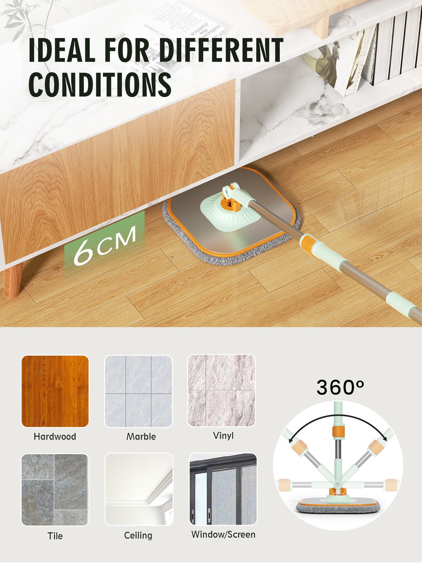 CW002-Pro Square Mop and Bucket Especially for Dog&Cat Pet Hair Cleaning Mop Clean&Dirty Water Separation Mop System with Detachable Reusable Mop Pad Replacement 【Free shipping】