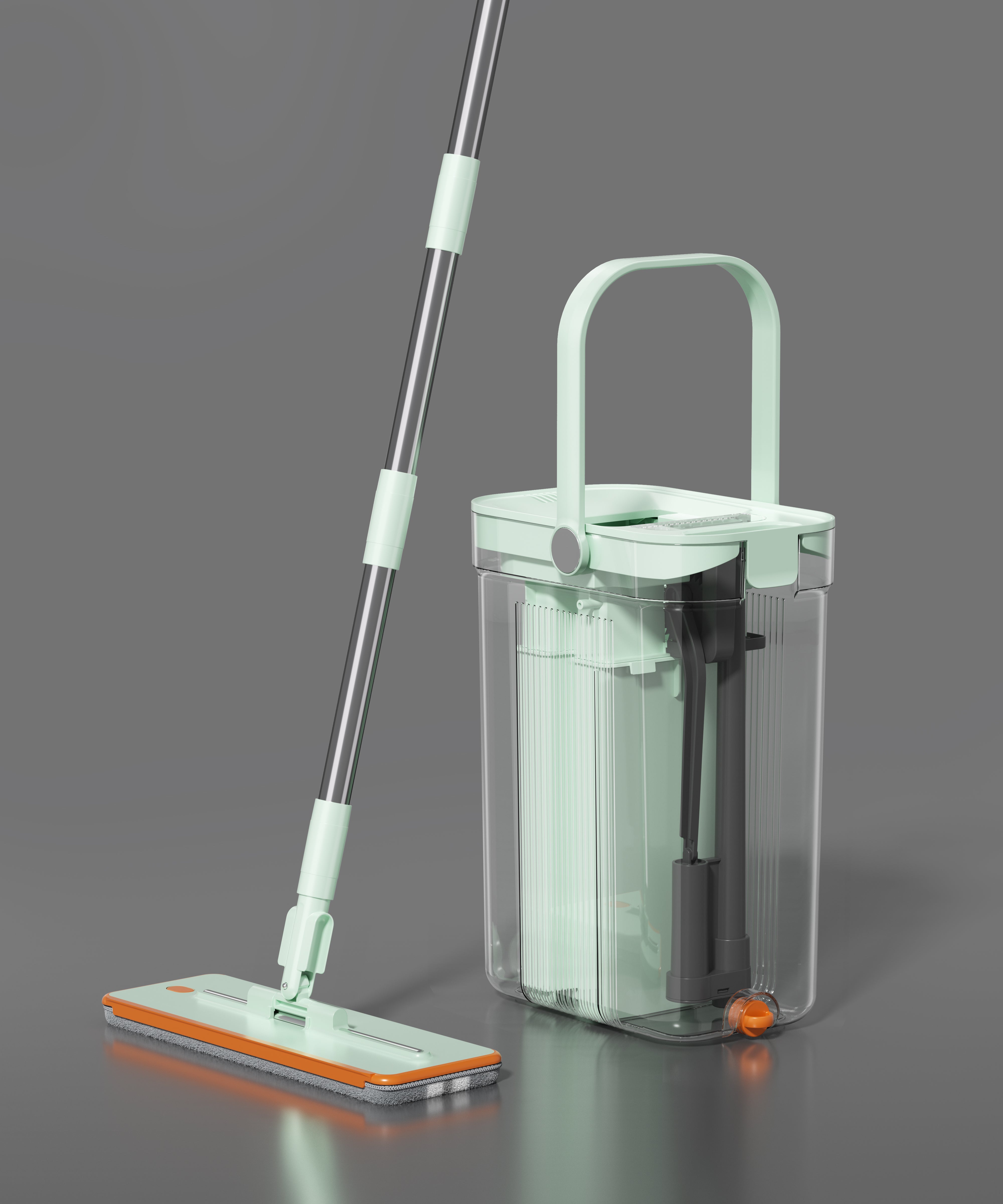 SM002-32Tgreen Transparent Rectangle Spring Mop Flat Mop Separate Clean ...
