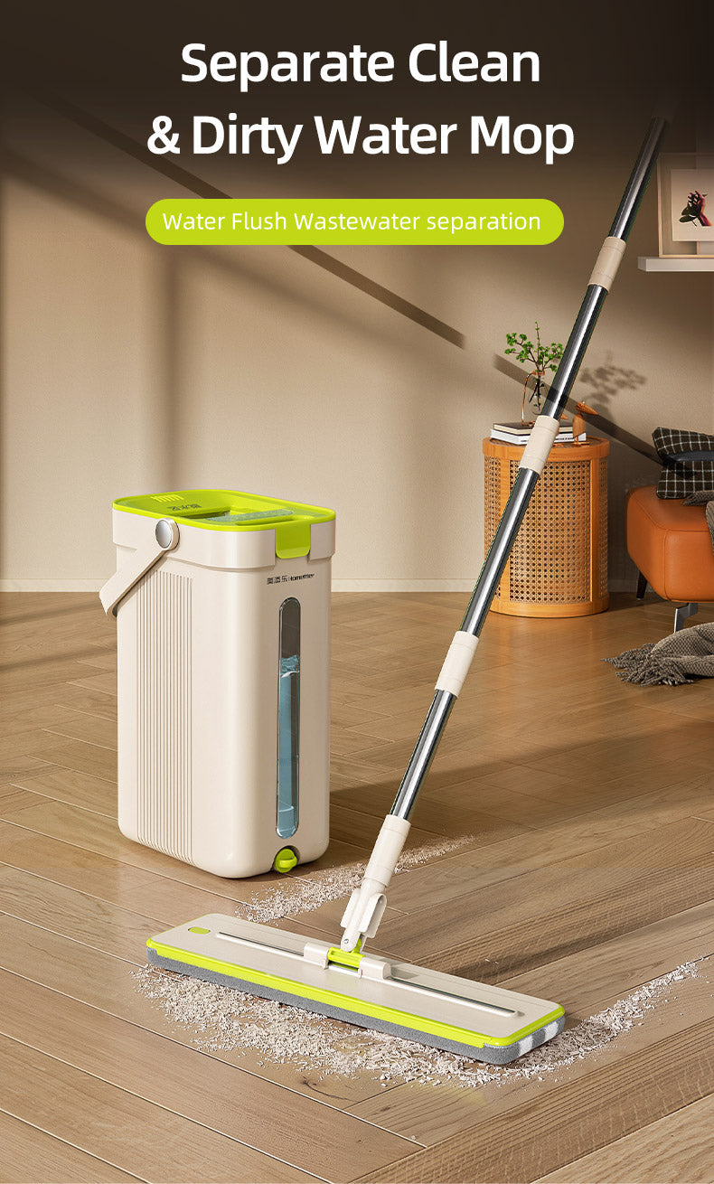 SM002-36 Rectangle Spring Mop Flat Mop Separate Clean & Dirty Water, Wet and Dry Use,2 Microfiber Pads, 3L Water for Whole House Floor Cleaning Hands Free Shipping