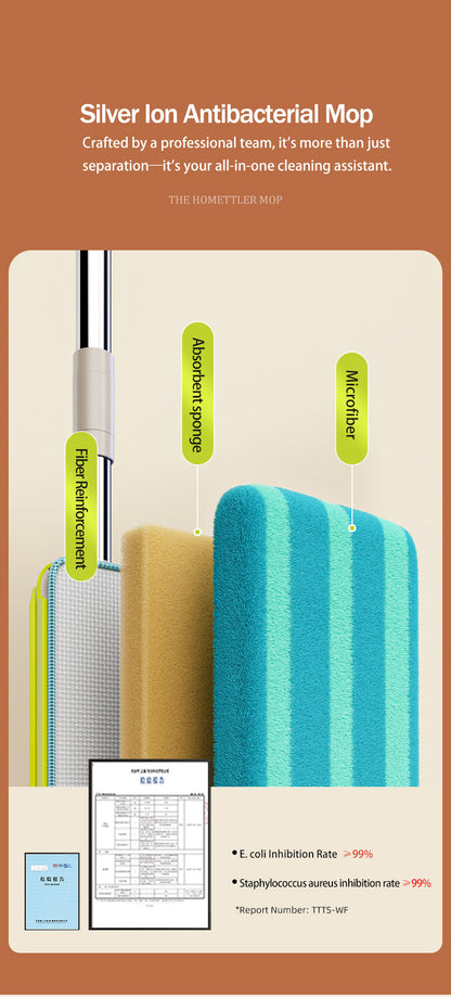 SM002-36 Rectangle Spring Mop Flat Mop Separate Clean & Dirty Water, Wet and Dry Use,2 Microfiber Pads, 3L Water for Whole House Floor Cleaning Hands Free Shipping