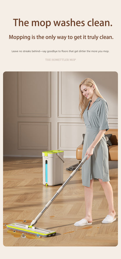 SM002-36 Rectangle Spring Mop Flat Mop Separate Clean & Dirty Water, Wet and Dry Use,2 Microfiber Pads, 3L Water for Whole House Floor Cleaning Hands Free Shipping