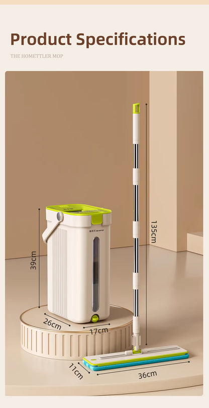 SM002-36 Rectangle Spring Mop Flat Mop Separate Clean & Dirty Water, Wet and Dry Use,2 Microfiber Pads, 3L Water for Whole House Floor Cleaning Hands Free Shipping