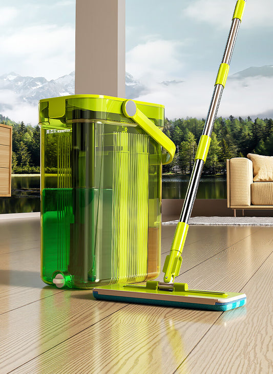 SM002-36Tgreen Transparent Flat Mop Separate Clean & Dirty Water, Wet and Dry Use,2 Microfiber Pads, 3L Water for Whole House Floor Cleaning Hands 【Free Shipping】（副本）
