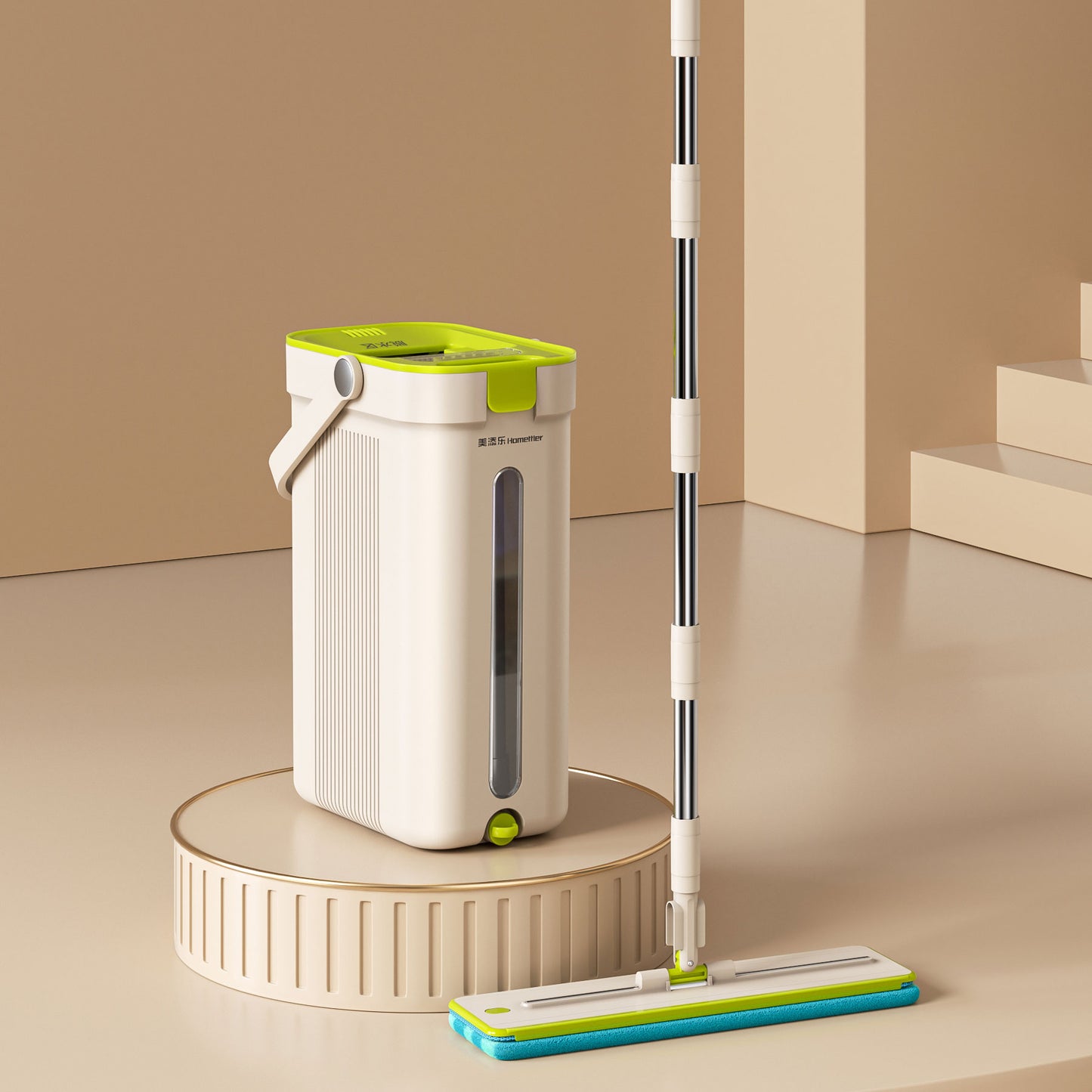 SM002-36 Rectangle Spring Mop Flat Mop Separate Clean & Dirty Water, Wet and Dry Use,2 Microfiber Pads, 3L Water for Whole House Floor Cleaning Hands Free Shipping