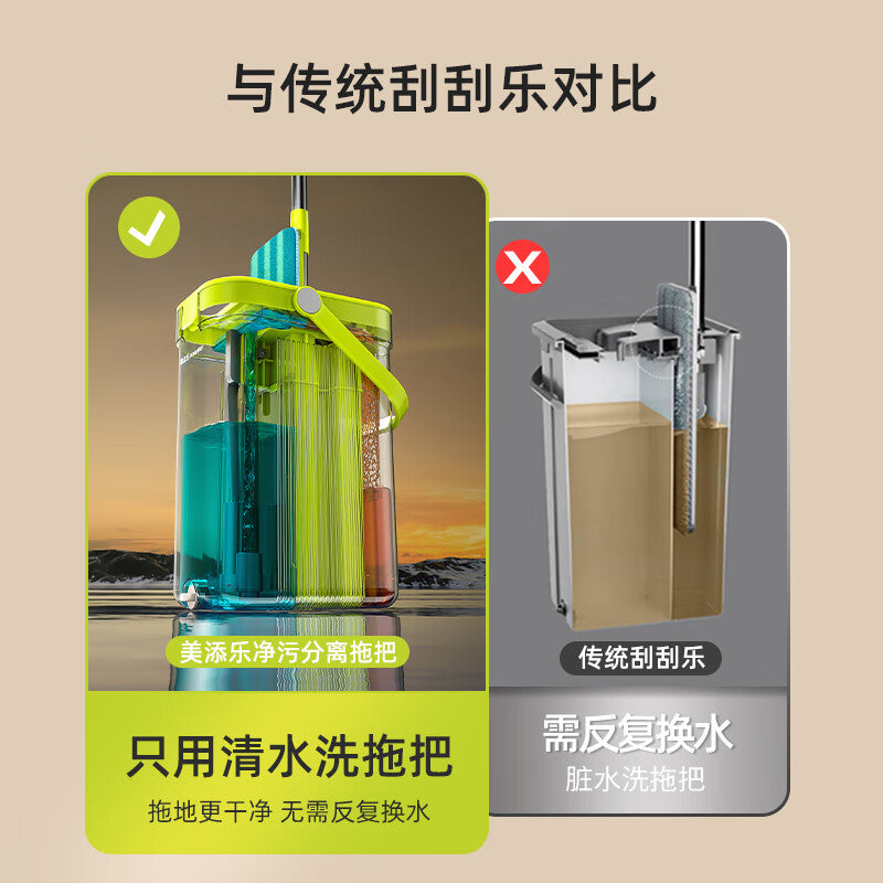 SM002-36Tgreen Transparent Flat Mop Separate Clean & Dirty Water, Wet and Dry Use,2 Microfiber Pads, 3L Water for Whole House Floor Cleaning Hands 【Free Shipping】（副本）
