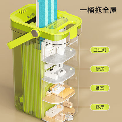 SM002-36Tgreen Transparent Flat Mop Separate Clean & Dirty Water, Wet and Dry Use,2 Microfiber Pads, 3L Water for Whole House Floor Cleaning Hands 【Free Shipping】（副本）