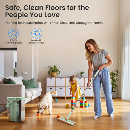 SM002-32T Transparent Flat Mop Separate Clean & Dirty Water, Wet and Dry Use,2 Microfiber Pads, 3L Water for Whole House Floor Cleaning Hands 【Free Shipping