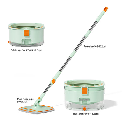 Homettler mop and bucket set, cleaning and separating dirt, eco-friendly mop, high spin rate, reusable mop mat, suitable for dry/wet floors