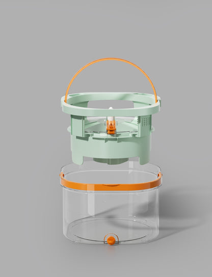 CW002T Transparent Square Mop and Bucket for Dog&Cat Pet Hair Cleaning Mop Clean&Dirty Water Separation Mop System with Detachable Reusable Mop Pad Replacement 【Free shipping】