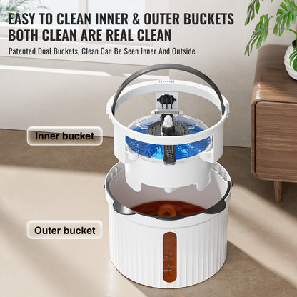 CW003-Pro Circular mop and bucket, especially suitable for dog and cat pet hair cleaning mop cleaning and dirty water separation mop system, detachable and reusable mop pad replacement 【free shiping】