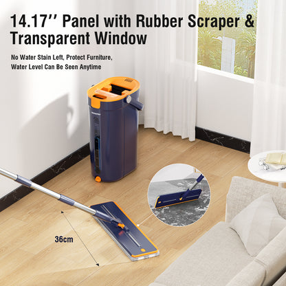 Spring Mop Flat Mop Separate Clean & Dirty Water, Wet and Dry Use,2 Microfiber Pads, 3L Water for Whole House Floor Cleaning Hands Free