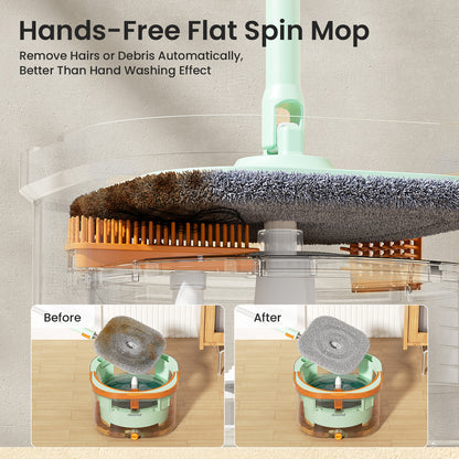 CW002T Transparent Square Mop and Bucket for Dog&Cat Pet Hair Cleaning Mop Clean&Dirty Water Separation Mop System with Detachable Reusable Mop Pad Replacement 【Free shipping】