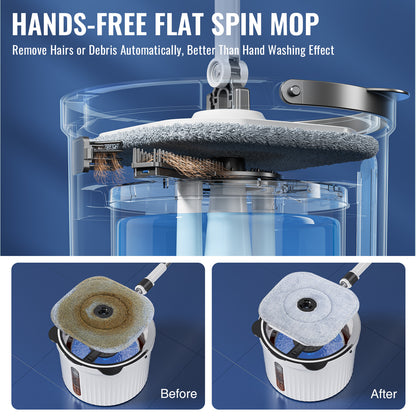 CW003-Pro Circular mop and bucket, especially suitable for dog and cat pet hair cleaning mop cleaning and dirty water separation mop system, detachable and reusable mop pad replacement 【free shiping】