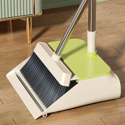 TS300 Broom and Dustpan Set, 87cm Long Adjustable Handle Broom Dustpan Combo with Dustpan Teeth to Automatically Clean Hair Suitable for Home Kitchen Office Hall Floor