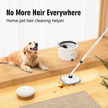Circular mop and bucket, especially suitable for dog and cat pet hair cleaning mop cleaning and dirty water separation mop system, detachable and reusable mop pad replacement 【free shiping】