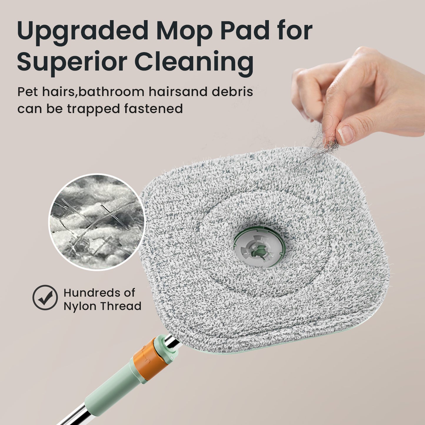 CW002T Transparent Square Mop and Bucket for Dog&Cat Pet Hair Cleaning Mop Clean&Dirty Water Separation Mop System with Detachable Reusable Mop Pad Replacement 【Free shipping】