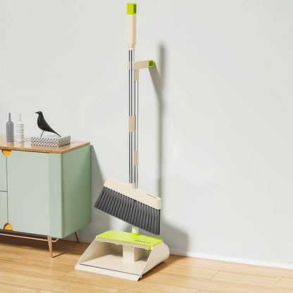 TS300 Broom and Dustpan Set, 87cm Long Adjustable Handle Broom Dustpan Combo with Dustpan Teeth to Automatically Clean Hair Suitable for Home Kitchen Office Hall Floor