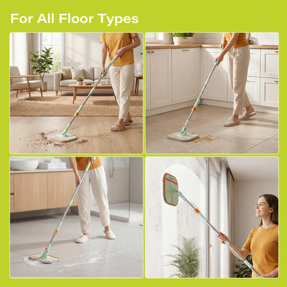 Homettler mop and bucket set, cleaning and separating dirt, eco-friendly mop, high spin rate, reusable mop mat, suitable for dry/wet floors