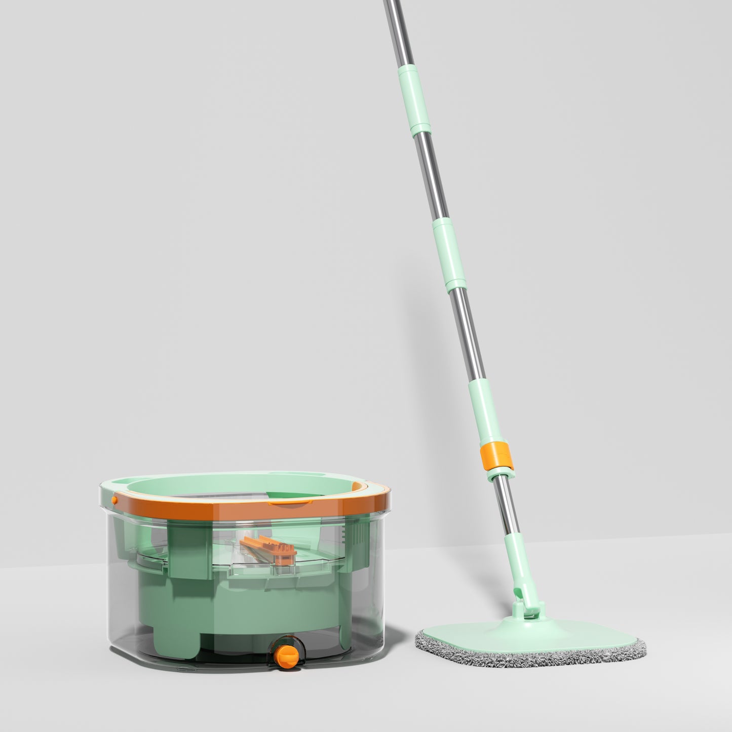 CW002T Transparent Square Mop and Bucket for Dog&Cat Pet Hair Cleaning Mop Clean&Dirty Water Separation Mop System with Detachable Reusable Mop Pad Replacement 【Free shipping】
